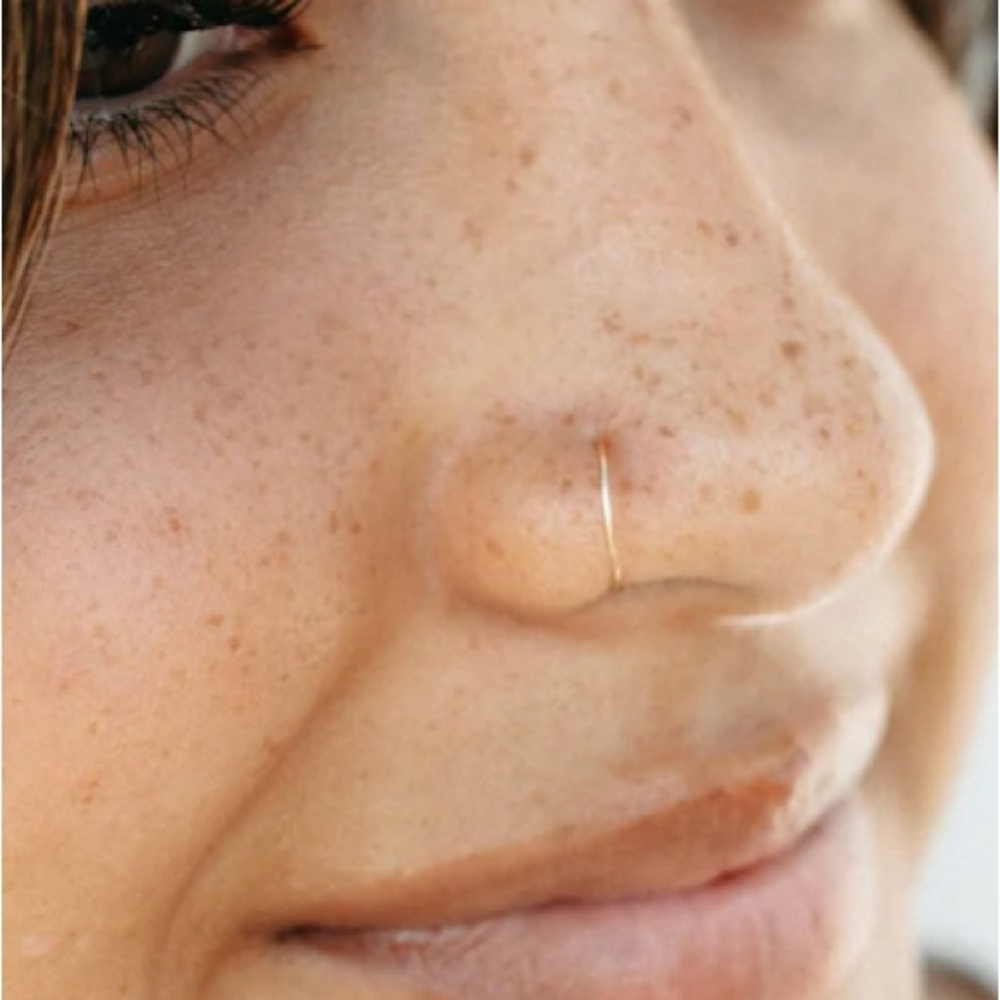 Set of 3 14 k gold filled wire nose hoops